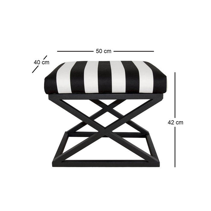 Atelier Del Sofa Puff Blanco y Negro 50 x 40 x 42 cm